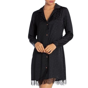 Midnight‎ Bakery Black Polka Dot Jacquard Sleepshirt